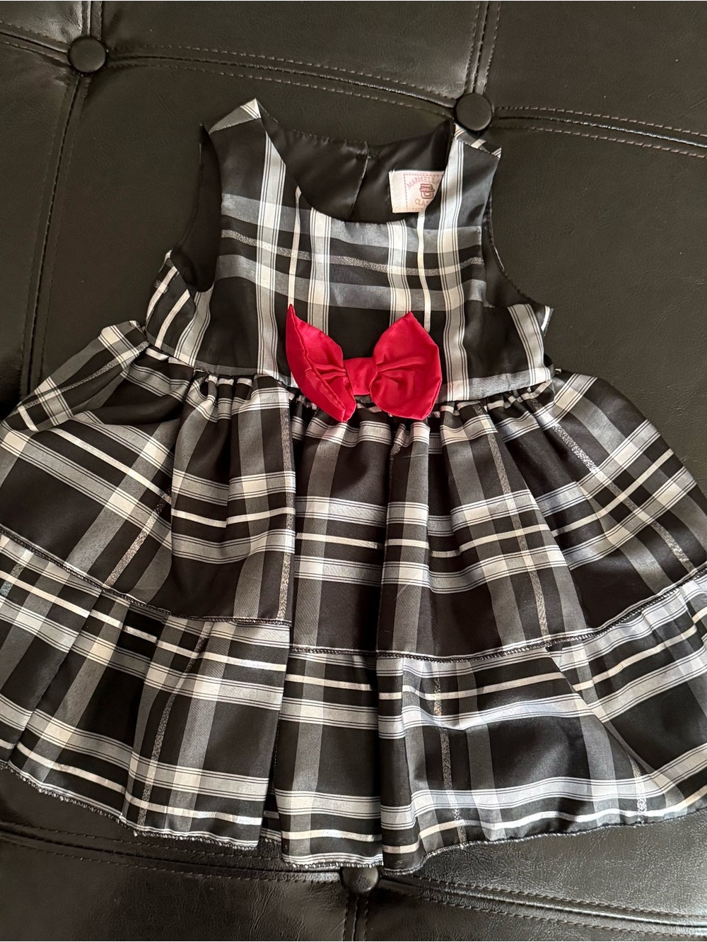 Marmellata Black, White, Silver Plaid Dress